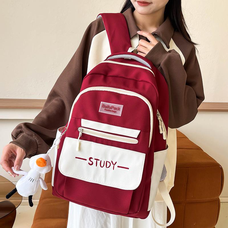 School Bag Elementary School Girl Burgundy Junior High School Backpack High School Student College Student Backpack
