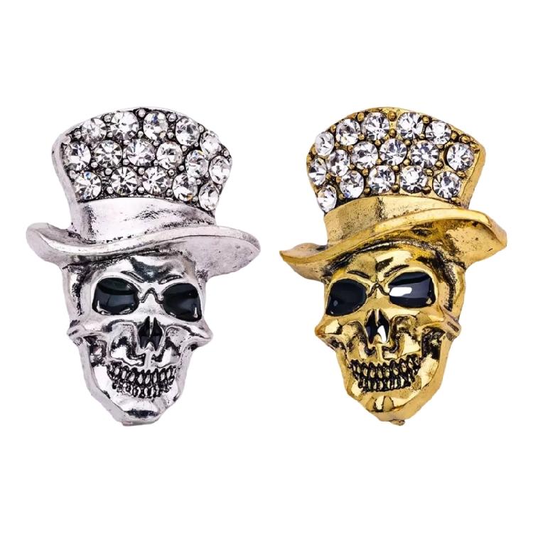 Unique Sparkling Pin Skull Clothing Jewelry with Artificial Crystal Skull Badge Suitable for Daily Wear Special Occasion