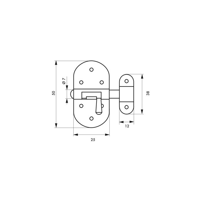 SP - Targette pour meuble, 25mm, acier nickelé, pêne rond - SP