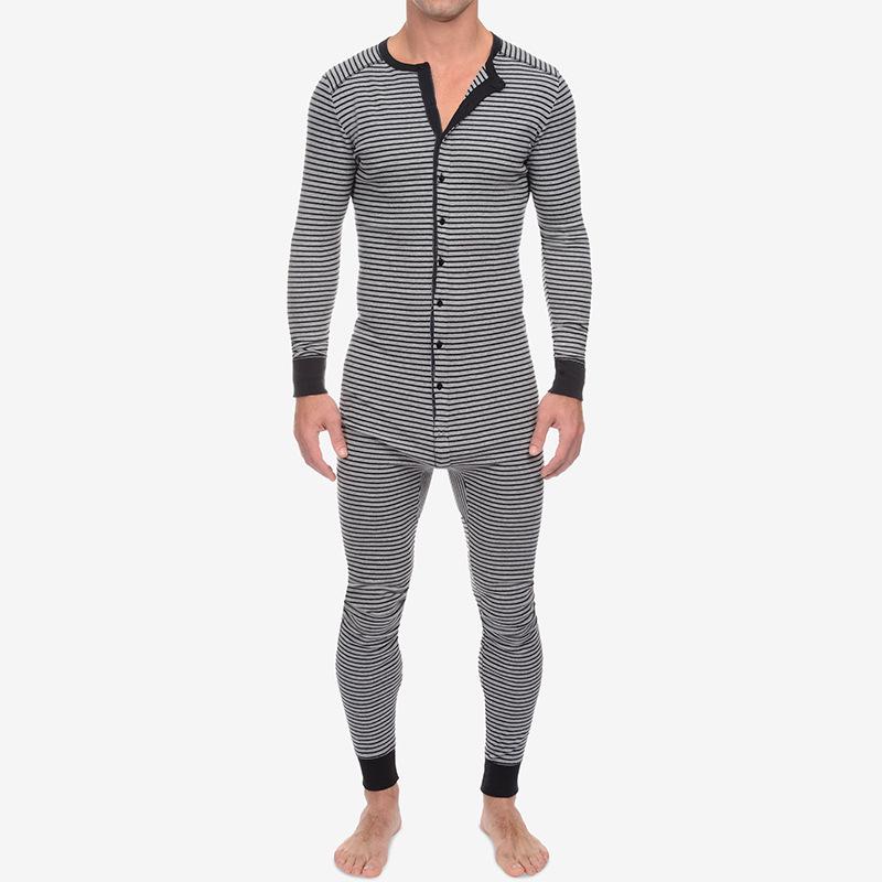 

Striped Long Sleeve Jumpsuit Pajamas - Autumn/Winter 2025 European & American Style Large