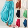 Sommer Damen Einfarbige Laternenhose Lose Plissee Kordelzug Lässige Knöchel Sporthose Harlanhose