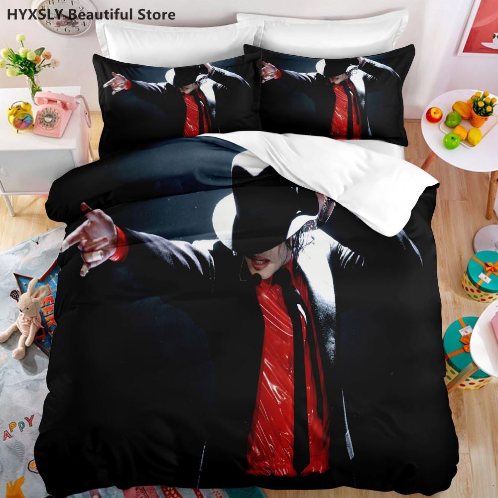 Michael Jackson Star 3D Bettwäsche-Set mit Bettbezug, Bettdecke, Leinenkissenbezügen, Heimdeko, Geschenk, Einzelbett, Doppelbett, Twin, Kingsize, Queensize