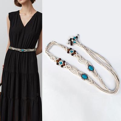 Vintage Wax Rope Woven Women'S Belt Ethnic Bohemian Waist Chain With Dress Pants Women'S Waist Seal