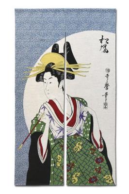 Japanese Noren by Made In 85cm X Ukiyo-e Curtain, "Matsubaro Matsukaze" Utamaro, Japan, 150cm, No.1007