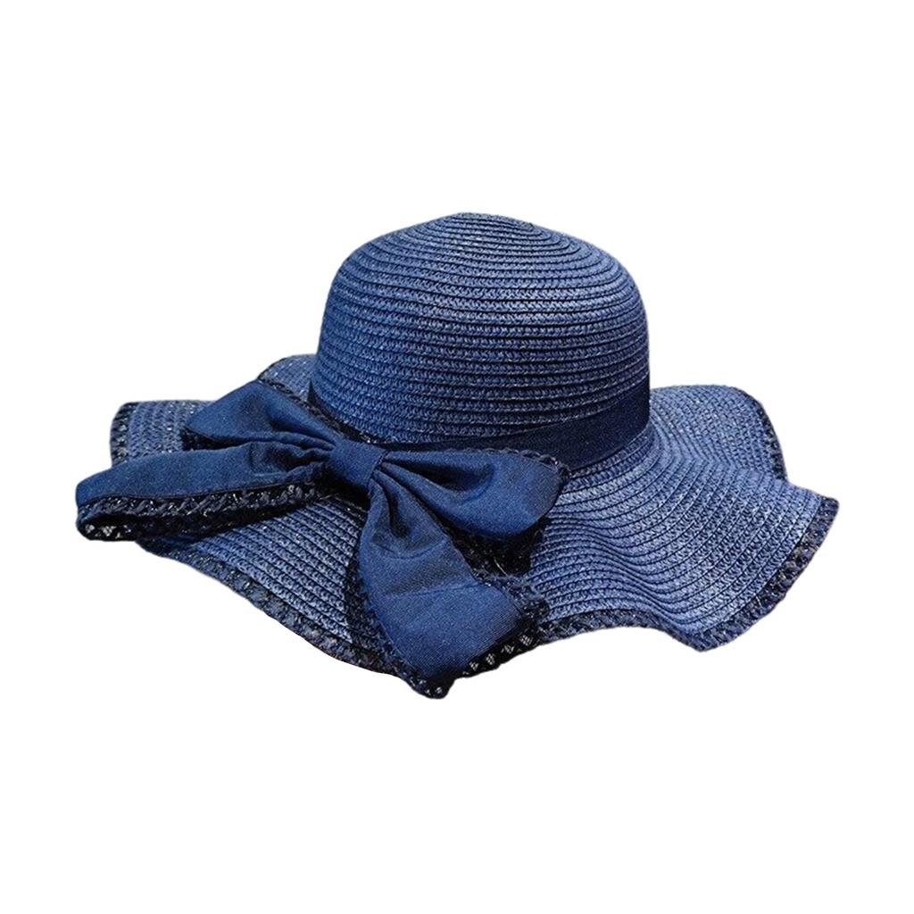 Women's Summer Fashion Sun Hat Large Brim & Bowknot Design Summer Sun Hats for Travel Holiday Beach Travelling