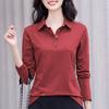 Women's Long Sleeve Polo Shirt Turn Down Collar Casual Solid Color Basic Top