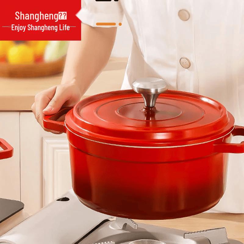 Эмалированная кастрюля-запеканка Shangheng «Ослепительно-красная»
