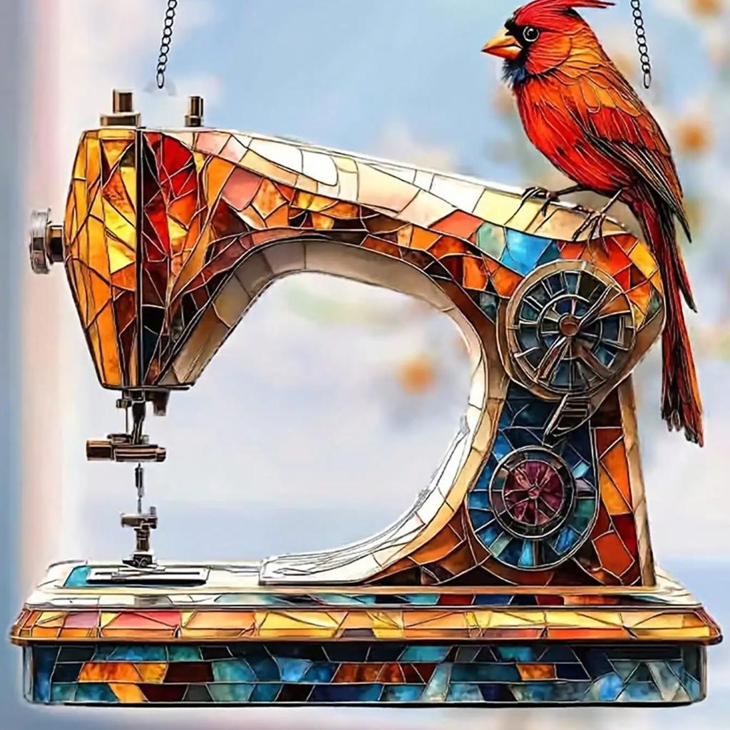 Vintage Sewing Machine Sunshine Catcher Pendant, Suitable for Home and Garden Decoration, Indoor and Outdoor Porch Decoration,