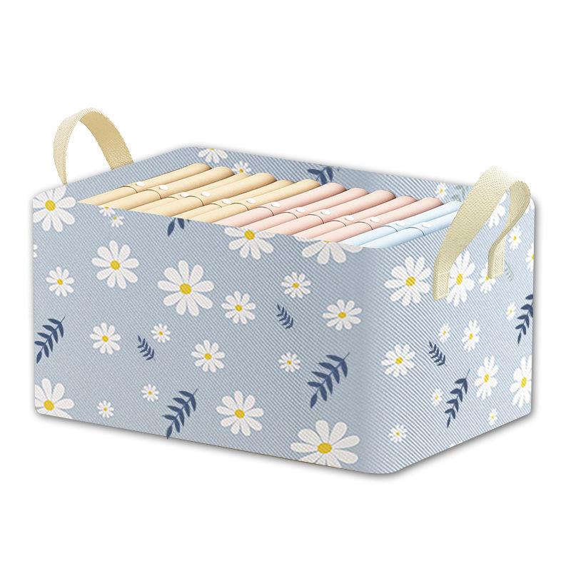 Clothing Storage Home Dormitory Small Daisy Wardrobe Steel Frame Storage Box Pants Fabric Organizer Box Storage Basket