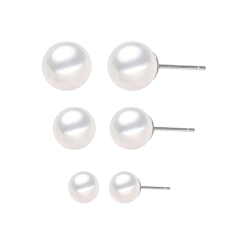eManco Korean Simple Imitation Pearl Earrings, 4/6/8mm, Stainless Steel Gold-Plated