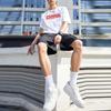 Li Ning SS23 Letter Print Round Neck Lightweight Running Fitness Short Sleeve T-Shirt Unisex Tops YTST053-1