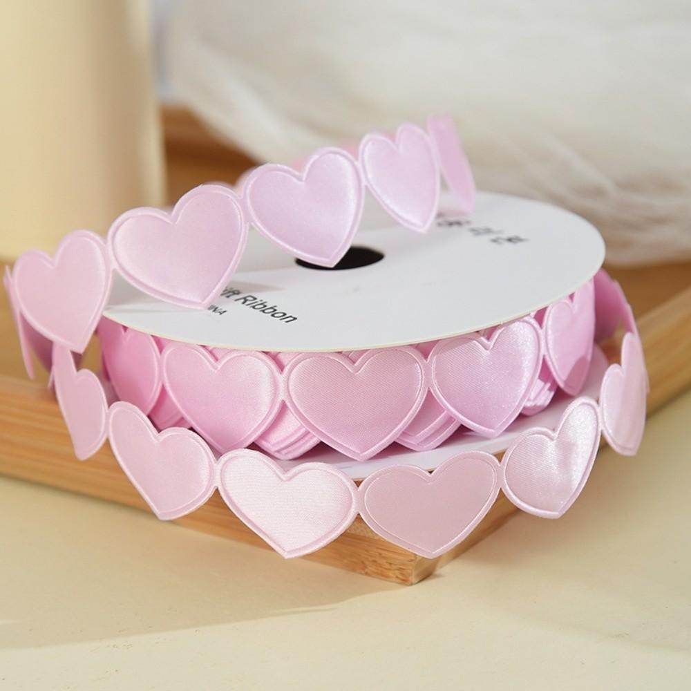 

Multicolor Love Ribbons Gift Box Wrap Solid Color Heart Satin Ribbon Party Wedding Decoration Heart Embossed Ribbon Cloth 9mx1.5cm розовый