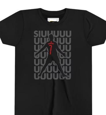 Nuova Maglietta Unisex Cristiano Ronaldo SIUUUU Maglietta Bambino Personalizzata Calcio .