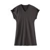 Chuyu Women's Pique Ruched V-Neck T-Shirt Midi Dress