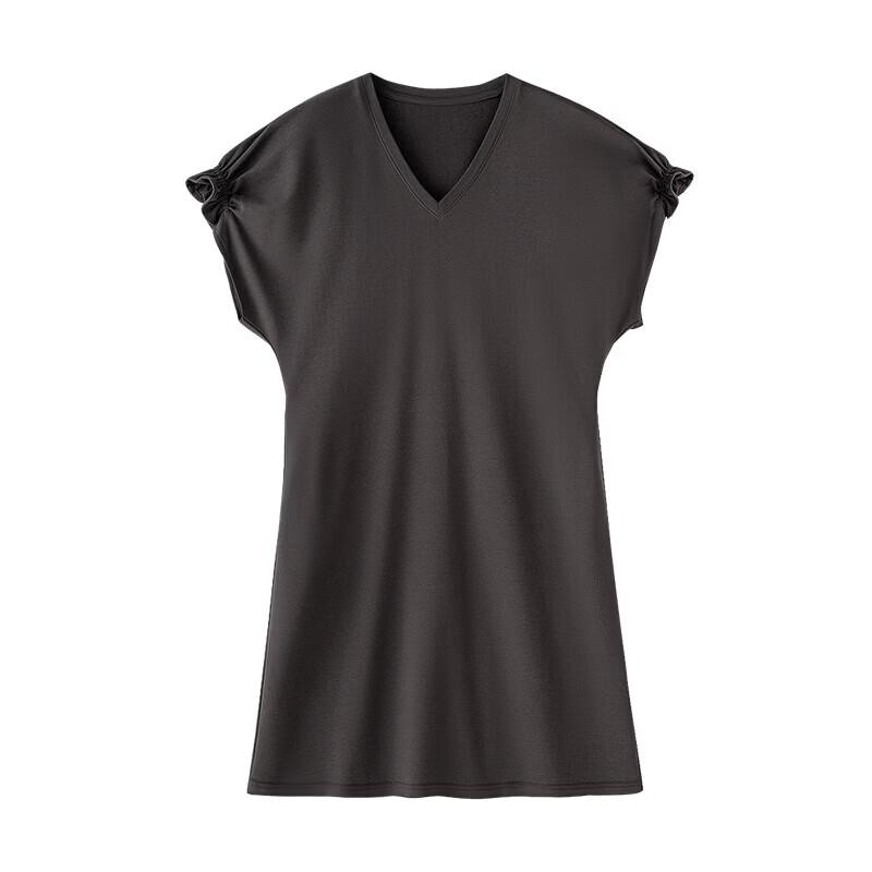 Chuyu Women's Pique Ruched V-Neck T-Shirt Midi Dress