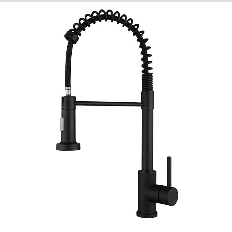 TLXT Black Brushed Stainless Steel Pull-Out Kitchen Faucet
