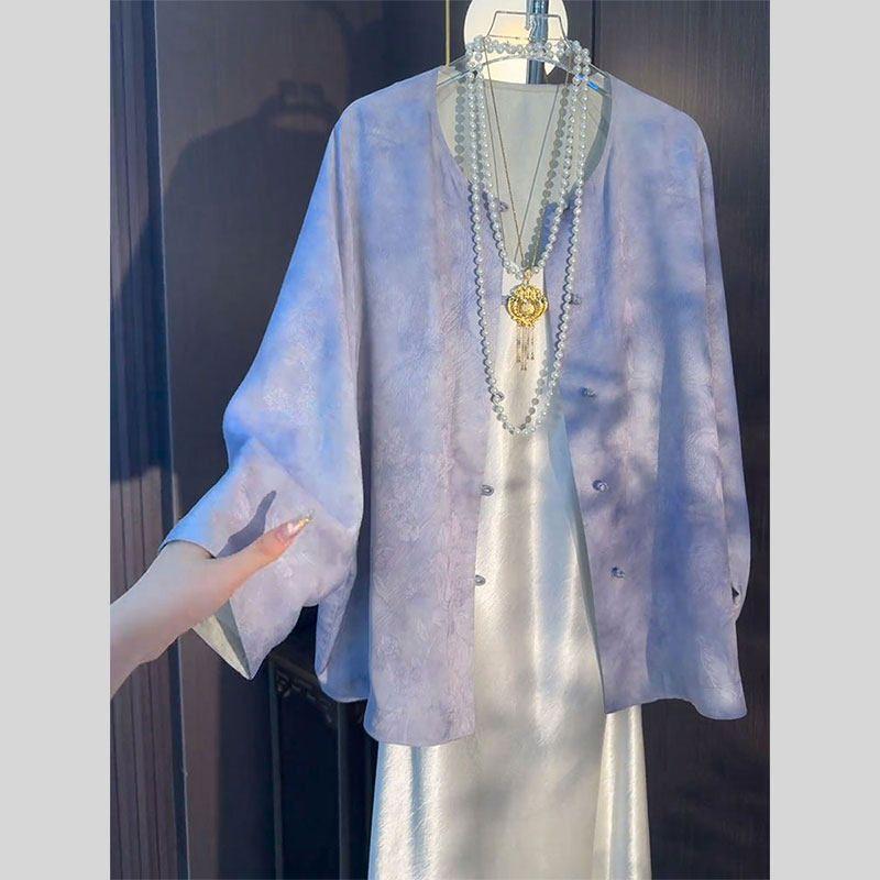 

2026 Early Spring New Style New Chinese-Style National Fashion Top, Youthful Retro Improved Tang Suit, Light Luxury High-End Blouse Purple Top S