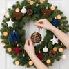 Assorted Xmas Tree Baubles Multicolor Flocked Tree Trinkets Velvet Hanging Spheres  Neighbors
