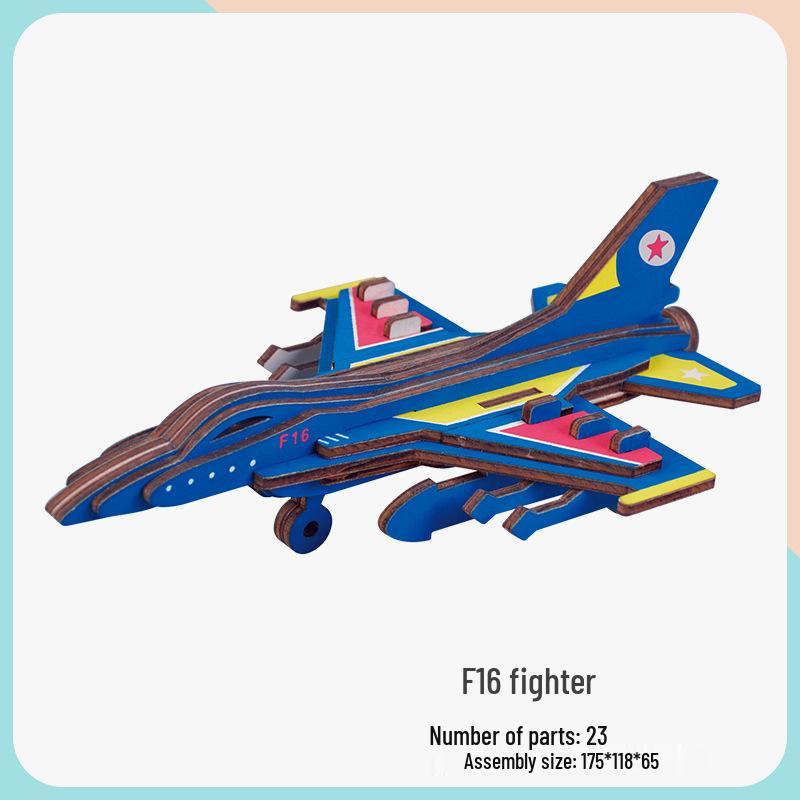 Children's Handmade Wooden Airliner Model 3D Puzzle Educational Toy