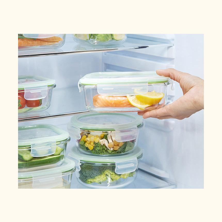 CORELLE BREEZE Rechteckiger Glas-Lebensmittelaufbewahrungsbehälter 2 Stk. (400ml) BPA frei