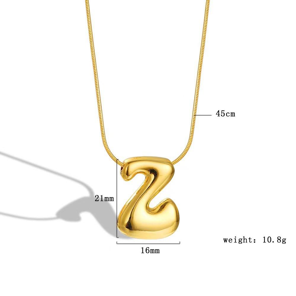 [9.30% off from 10 pieces] Balloon bubble chubby 26-letter necklace bare body simple pendant