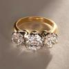 Light luxury six-claw inlaid jewelry female, two-color round zircon arrangement ring  premium style jewelry
