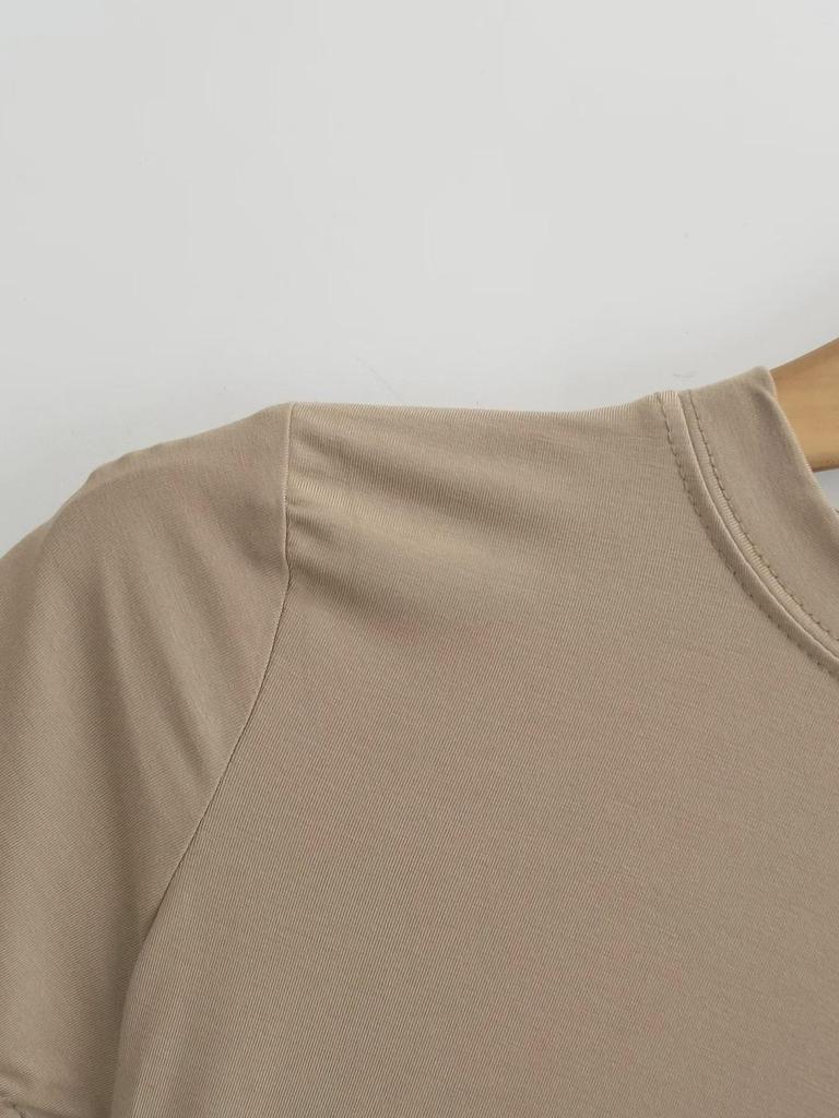 2024 American Women's Slim Fit Round Neck Short Sleeve Stretch T-Shirt