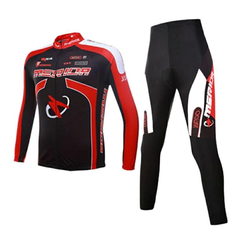 Mens Cycling Jersey Shorts Set Long Sleeve Quick Dry Breathable Mountain Road Bike Apparel