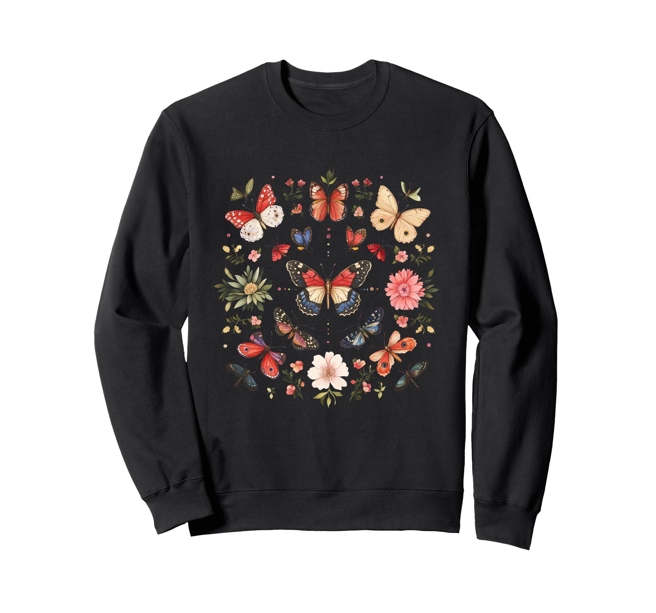 

Cottagecore Boho Flower Butterfly Sweatshirt чёрный