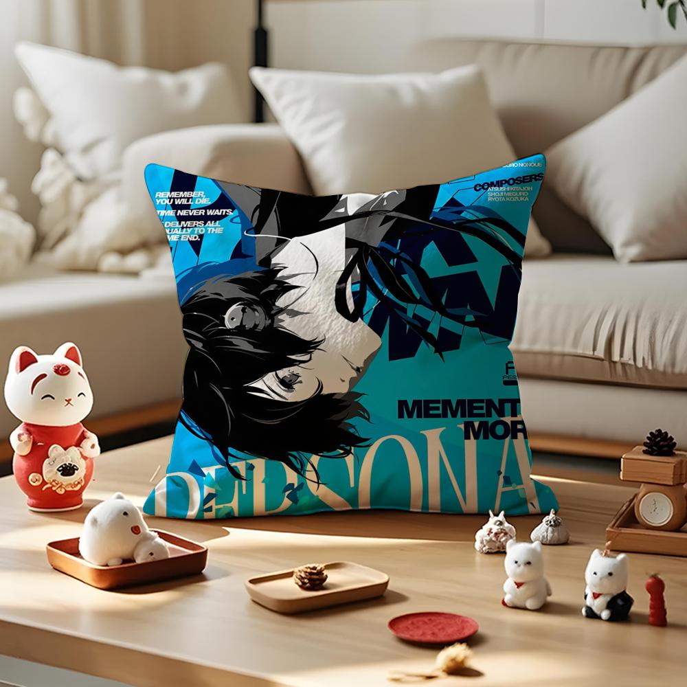 Game Cool P-Persona 3 Reload Cushion Cover Silky Short Plush With Invisible Zipper Dustproof Sofa Pillow Cover For Home Decor