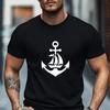 Nautischer Anker Segelboot Grafik Herren Baumwoll-T-Shirt Atmungsaktiv Lässig Rundhals-T-Shirt