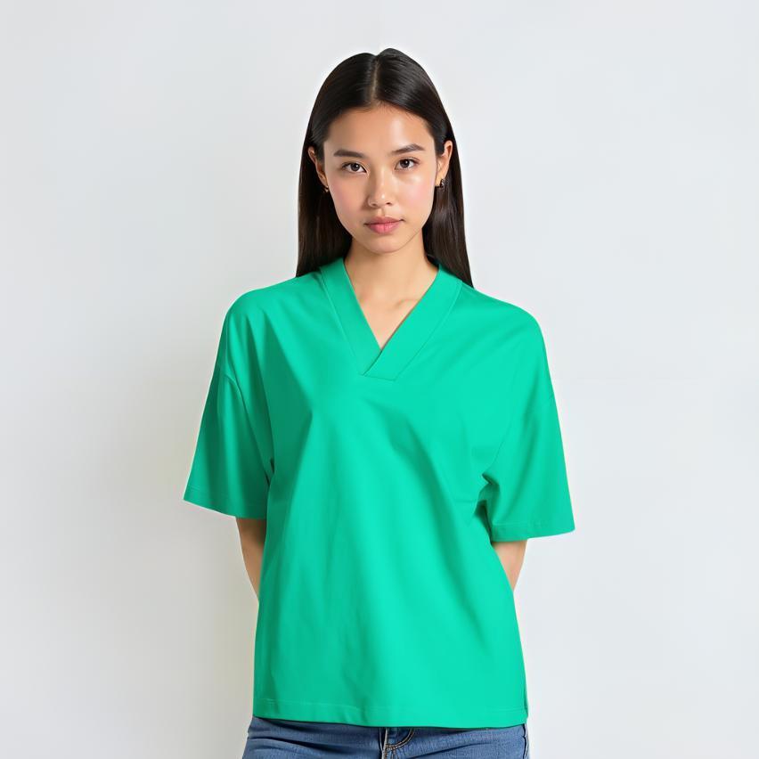 Fear of God Essentials V Neck T-Shirt Mint Leaf Unisex Tops Green 125SP244212F