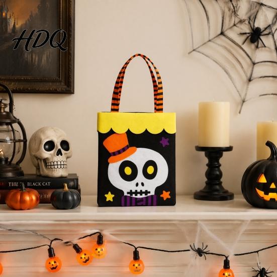 Non-woven Halloween Totes Candy Bag Cute Pumpkin Ghost Tote for Kids Spooky Festive Party Favor Cartoon Pattern Treat Bag Party Trick or Bags
