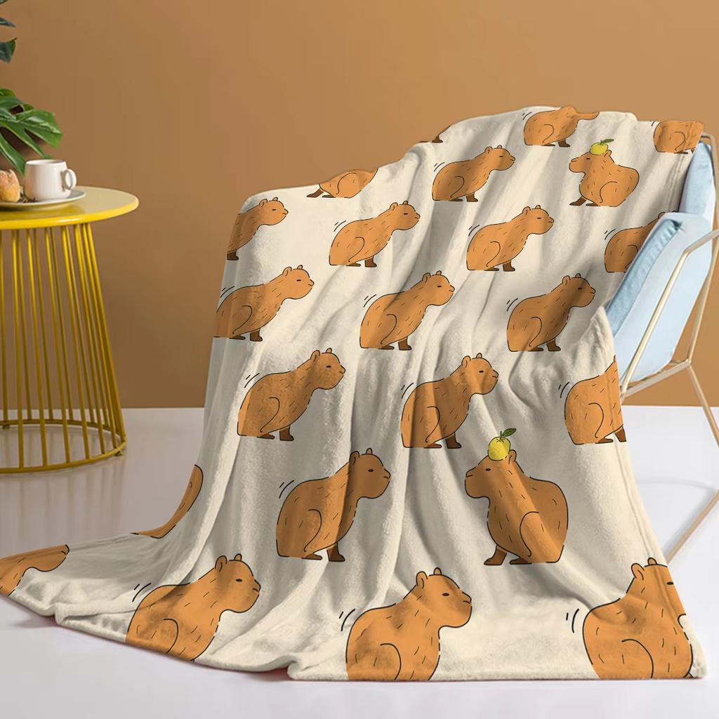 Trembling Capybara Blanket Printed Throw Blanket Plush Fluffy Flannel Fleece Blanket Soft Throws for Sofa Couch and Bed