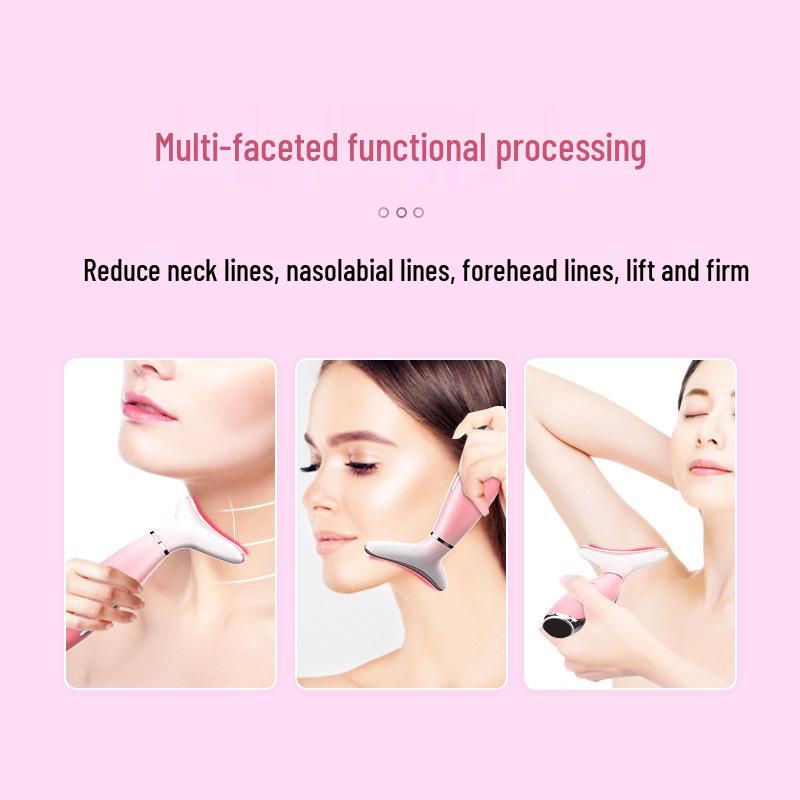 Tri-Color Spectrum Neck and Skin Rejuvenation Device: Handheld Microcurrent Vibration Massager for Anti-Aging and Lifting