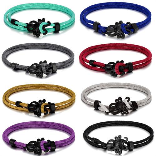 Colored Milan Rope Adjustable Hand Rope Black Octopus Multilayer Bracelet Beach Wind Vacation Wind