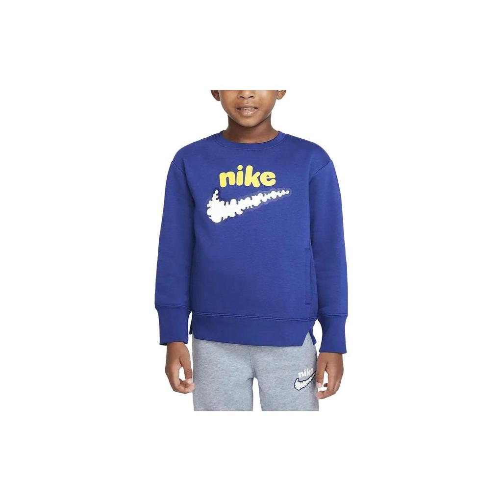 Nike Sweatshirt Letter Logo Print Round Neck Casual Fleece Kids tops Deep-Navy DQ3860-455