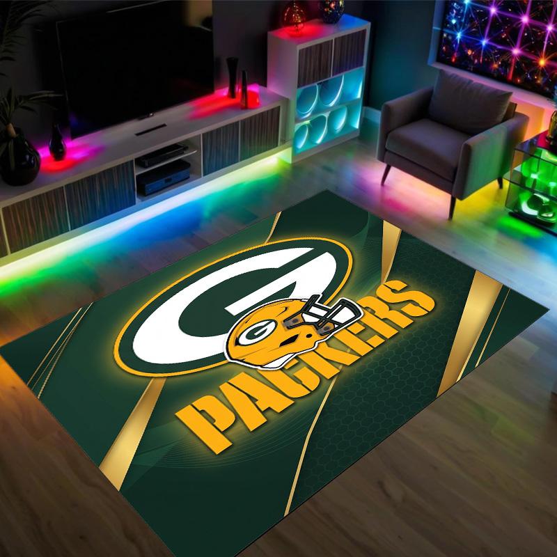 Green Bay Packers Design Crystal Velvet Carpet Cozy Non?Slip Printed Rug For Bedroom Living Room Entrance