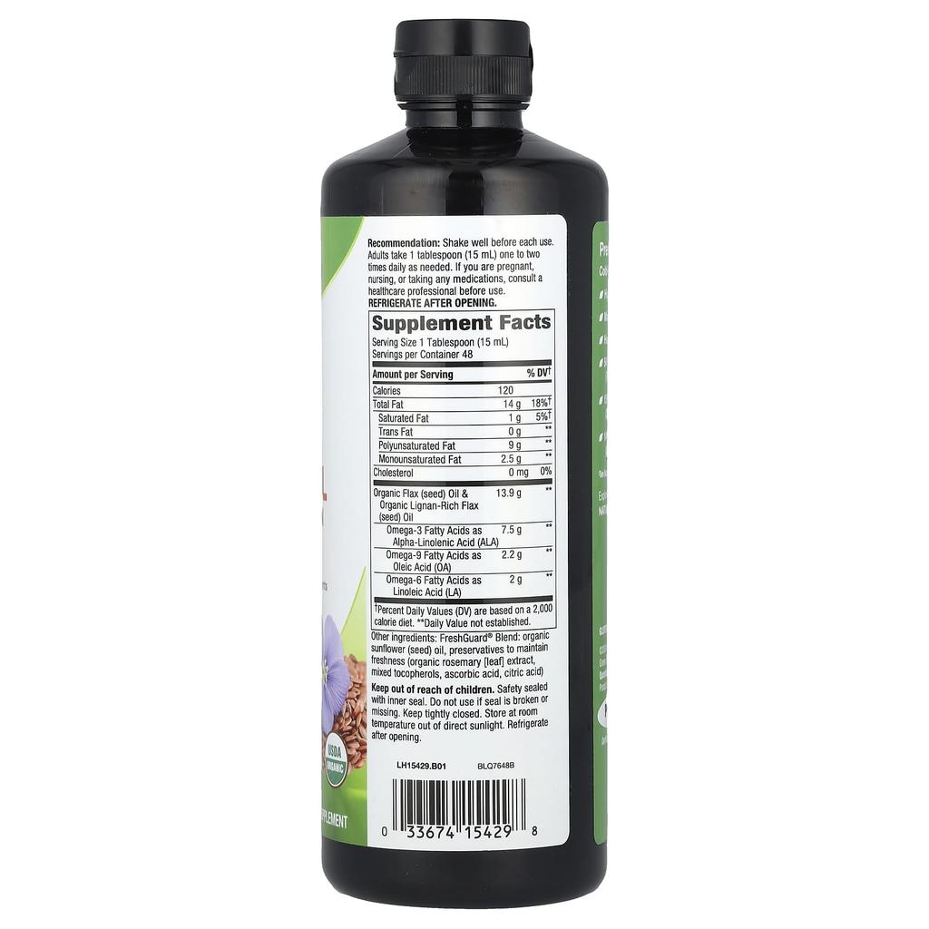 Nature's Way Organic Flaxseed Oil, Super Lignans, 720Ml (24 Fl Oz)