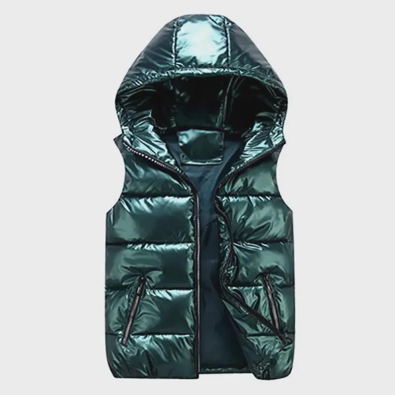 2024 Shiny Women's Hooded Vest: Korean Style, Wash-Free for Autumn/Winter - Perfect for Couples and Students