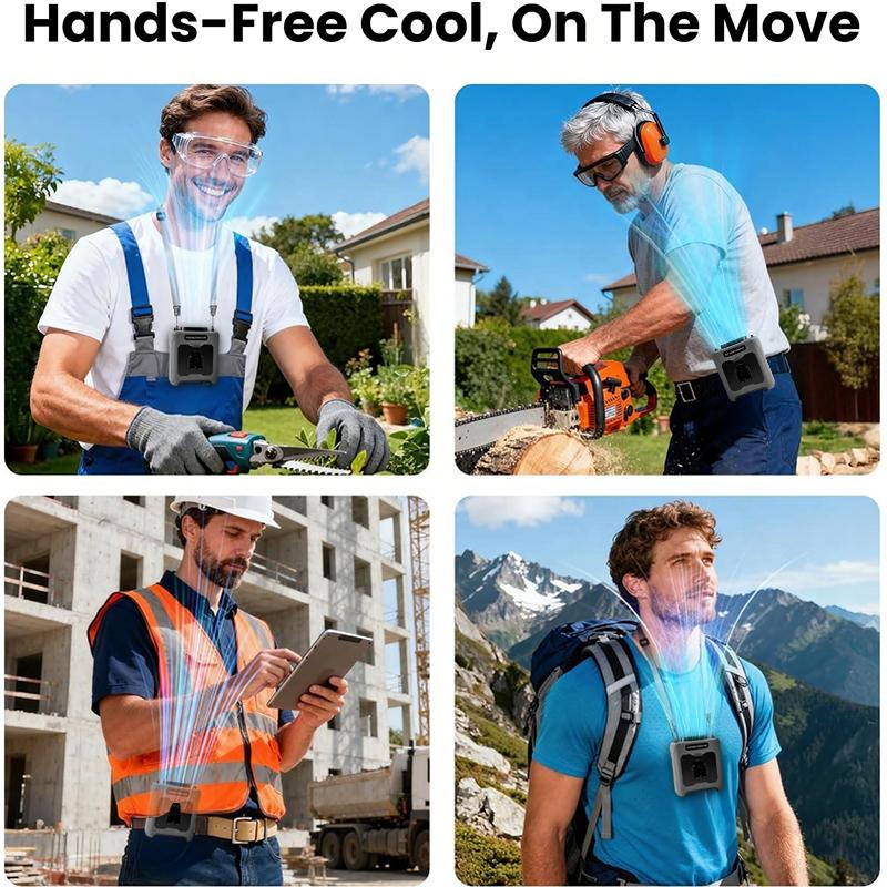 Portable Waist Clip Fan Wearable 10000mAh Mini USB Rechargeable Hanging Neck Fan for Travel Sports Courier Outdoor Working