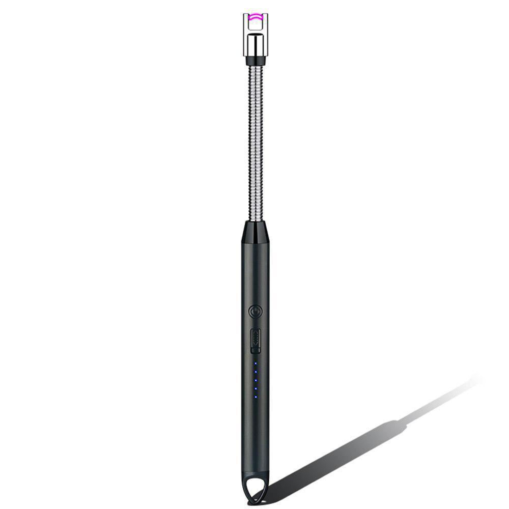 USB перезаряжаемая электрическая ветрозащитная зажигалка, зажигалки для свечей, дуга для барбекю, длинная шея 1PCS чёрный