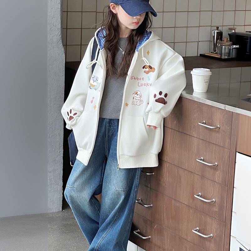 

2025 Куртка в клетку с капюшоном для девочек: Модный весенне-осенний топ в корейском стиле для детей 140 cm