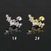 Long Strip Earrings for Women Piercing Daith Rook Zircon Geometric Silver Color Ear Accessories Screw Stud Helix Jewelry Gifts