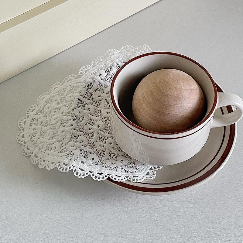 Round Lace Coaster Handmade Hearted Shaped Lace Coasters INS Woven Embroidery Floral Cup Pads Desktop Decorative Placemat