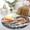 Abstract Ocean Waves Art Print round rug, living room, bedroom, playroom carpet, non slip floor mat, gift