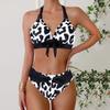 Colorful Print Bikini Set Triangle Separate Large Size Swimsuit Women's Fashionable Swimwear Casual Comfortable Beachwear