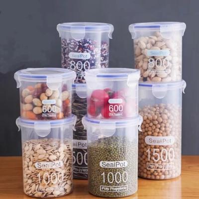 Versiegelte Transparente Plastik-Frischhaltedosen, Lebensmittelkonserven, Küchenaufbewahrungsboxen für Getreide und Cerealien und Vorratsgläser