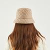 Quilted Women Winter Bucket Hat Fashion Knit Cloche Hat Solid Color Warm Crochet Cap