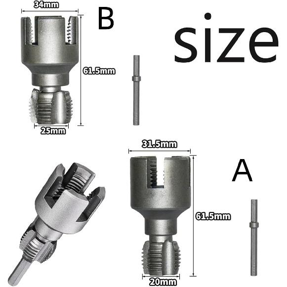 Internal External Pipe Thread Cutting Tool,Electric Drill Compatible PVC Pipe Threader,Plastic Pipes Thread Trimming & Angle Bolt Repair Tools (A)